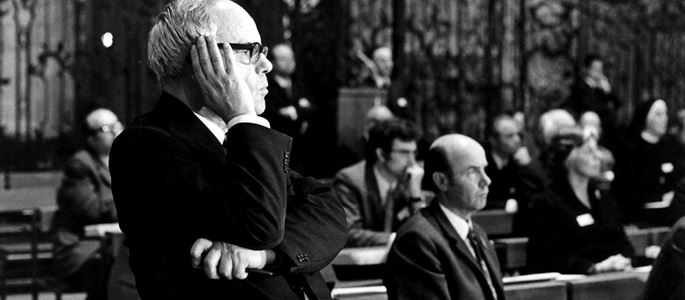 Karl Rahner während der zweiten Sitzungsperiode der Würzburger Synode.